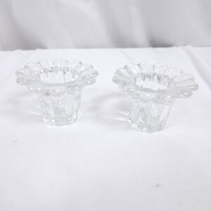 Vintage Set of 2 BORGONOVO Queen Italian Made Glass Taper Candle Stick Holder